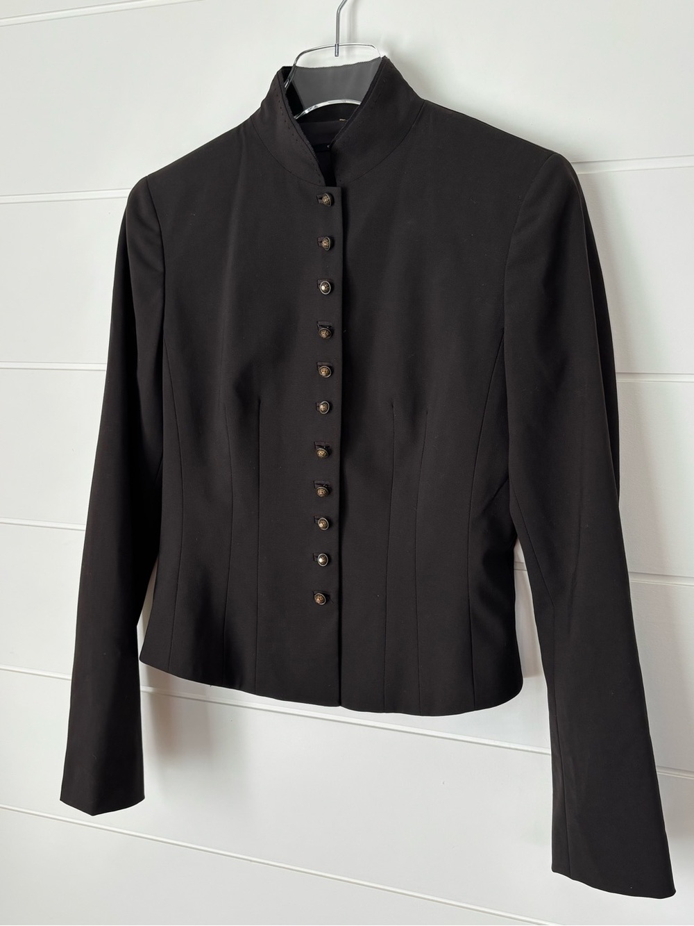 Vintage Elie Tahari Brown Military-Style Fitted Women's Wool Blazer Size 8 - Picture 15 of 15
